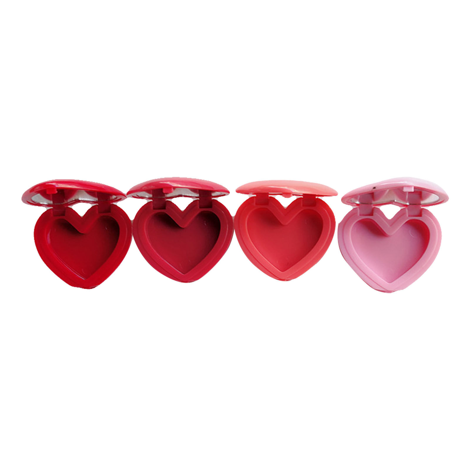 Lip Balm - リップクリーム、アイクリーム、フェイスクリーム、パウダー用の、ハート型で詰め替え可能なプラスチック製クリームボトル4個入り – 旅行用サイズ