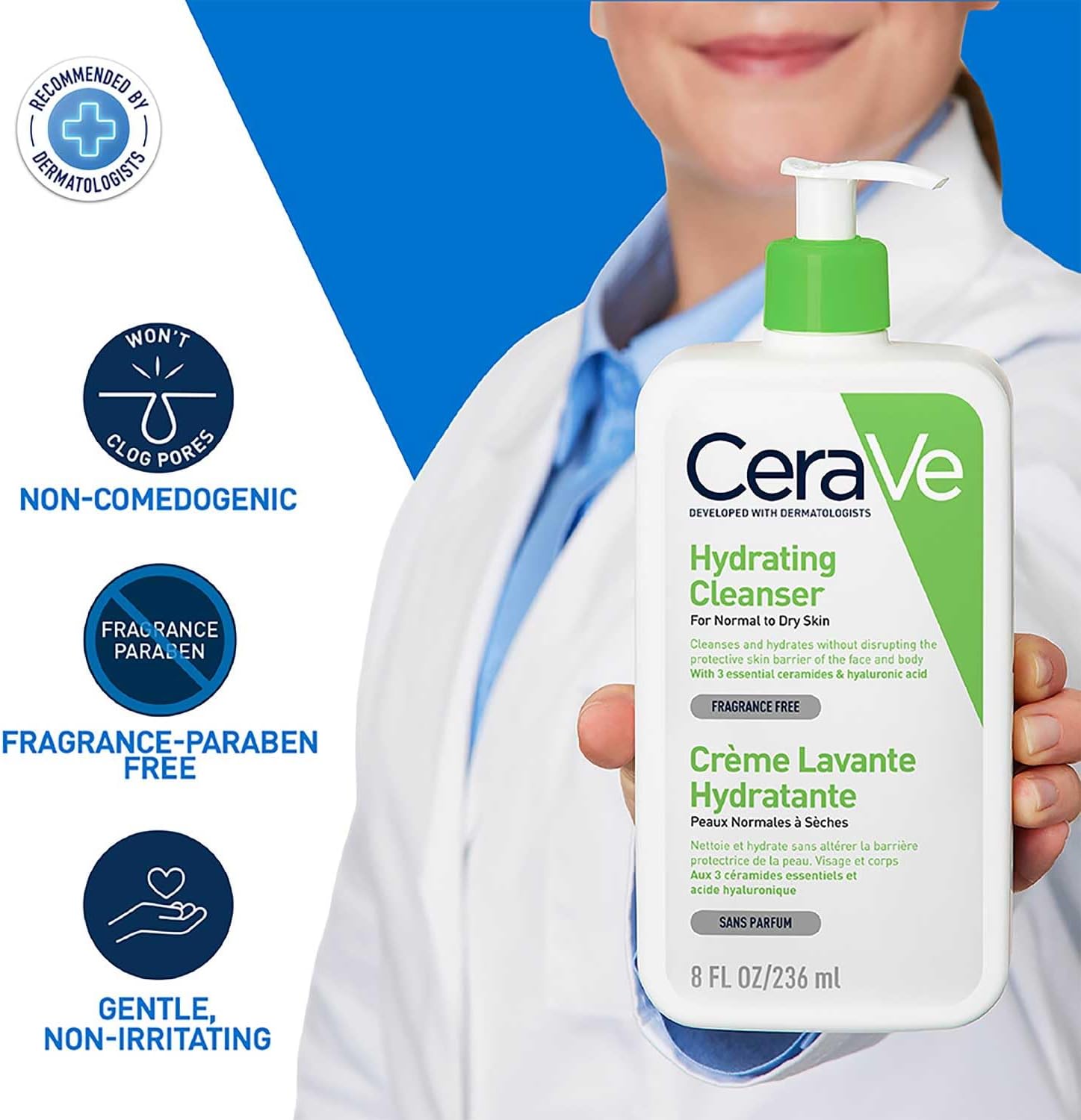 Cleanser Face - セラビー ハイドレーティング クレンザー 236ml。乾燥肌から普通肌まで使える、やさしい洗顔料。