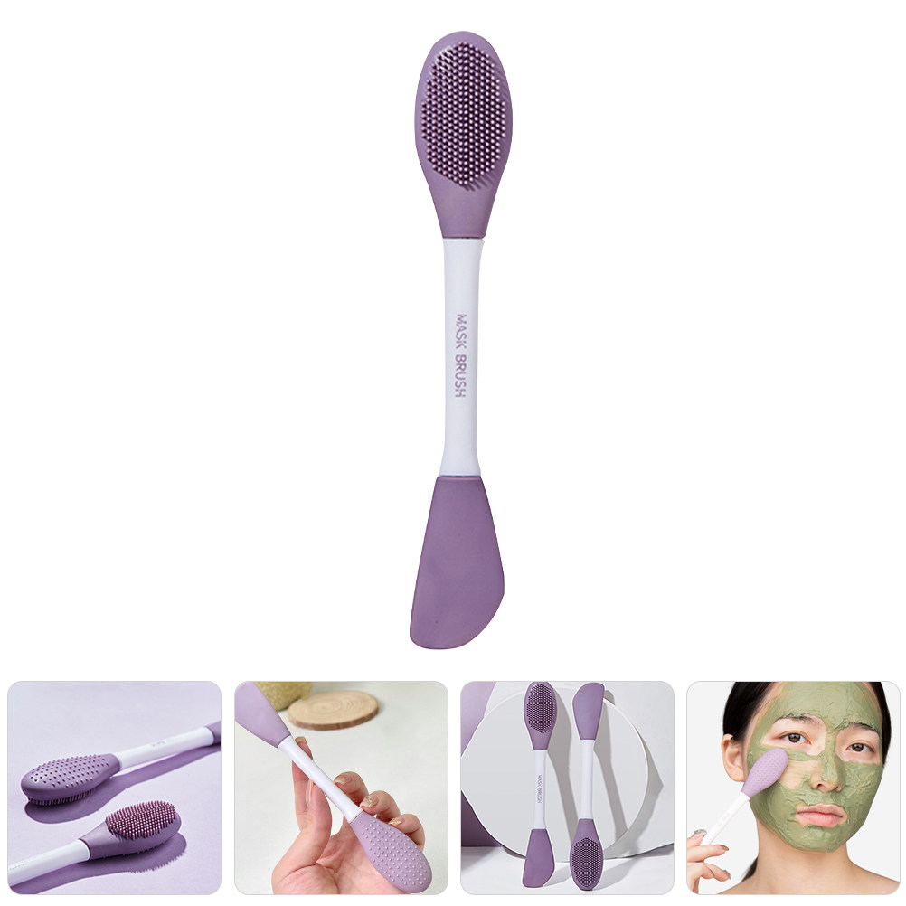 Cleanser Face - シリコン製のデュアルヘッドフェイスマスクブラシ。泥マスクの塗布に最適。繰り返し使用できる洗顔用スクラバー。ご自宅や旅行先でご使用いただけます。