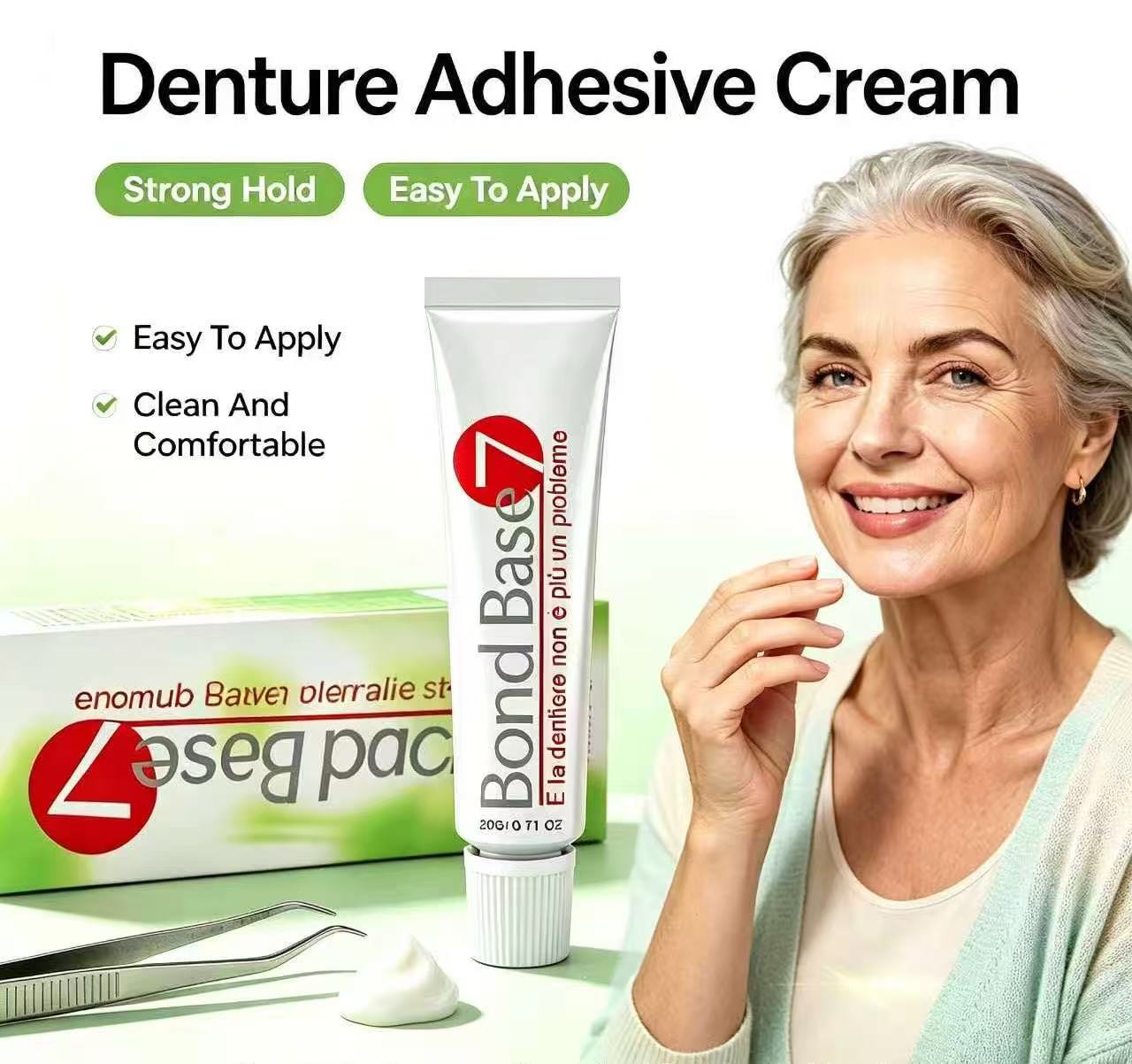 Night Cream - ボンドベース・デンチャー・アドヒーサー・クリーム 20g。長時間の接着力で、装着感が良く、歯茎への刺激が少ない。口腔ケア製品。